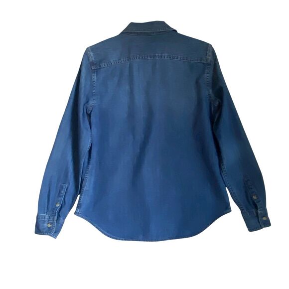 Vintage Denim Shirt Women M Blue Button Up Long Sleeve Grunge Cottage Western - Picture 2 of 9